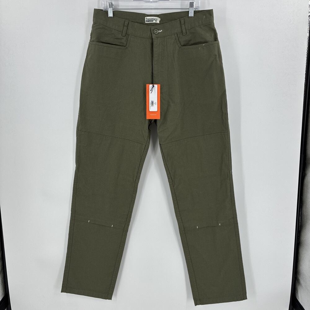Bearded Goat Foundry Pants Men 34x33 Green Canvas Double Knee Carpenter Jeans